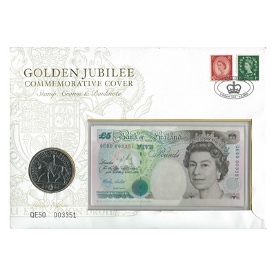 2002 £5 Note and Five Pound Coin - Golden Jubilee